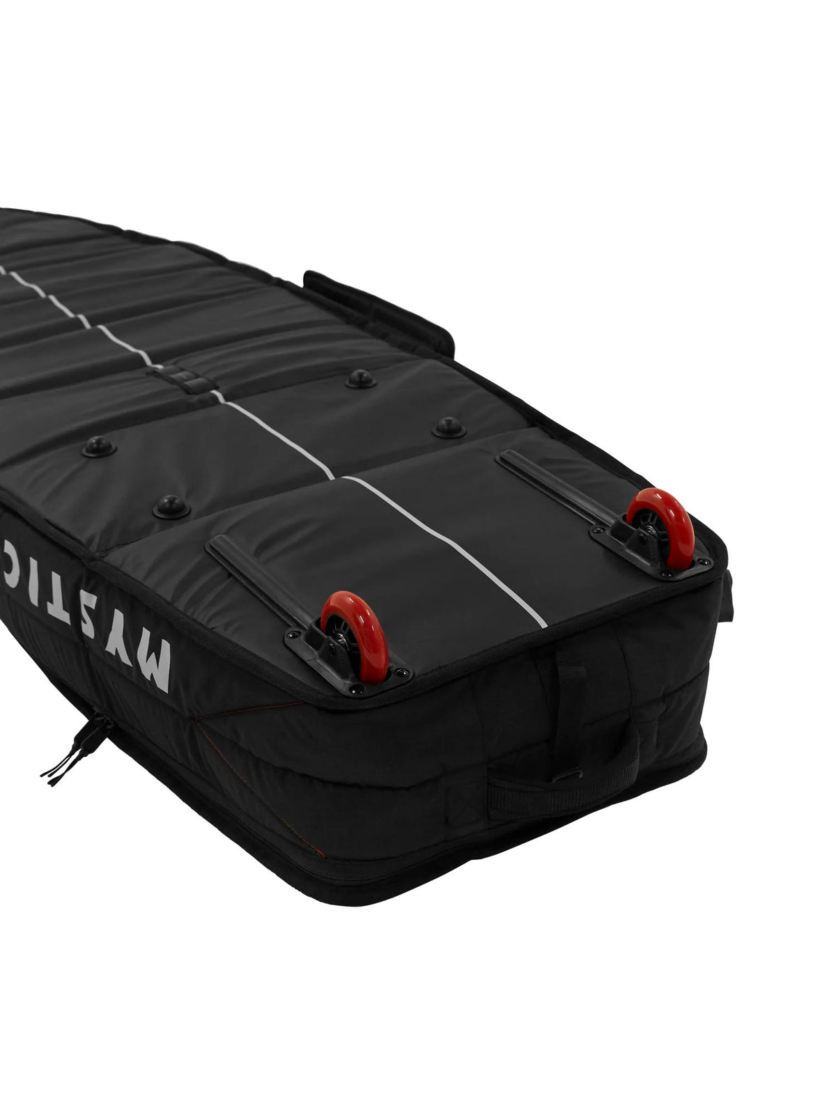 Mystic Saga Surf XL Boardbag underside wheels closeup